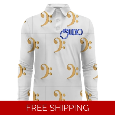 Le Studio Bass Clef 3 Custom 3D Long-Sleeved Polo Shirt